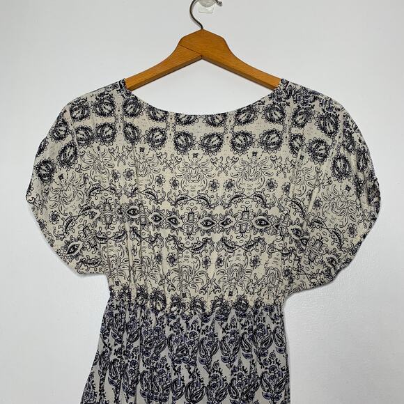 Angie women's blue white ikat print kimono sleeve mini dress Small - Picture 5 of 8